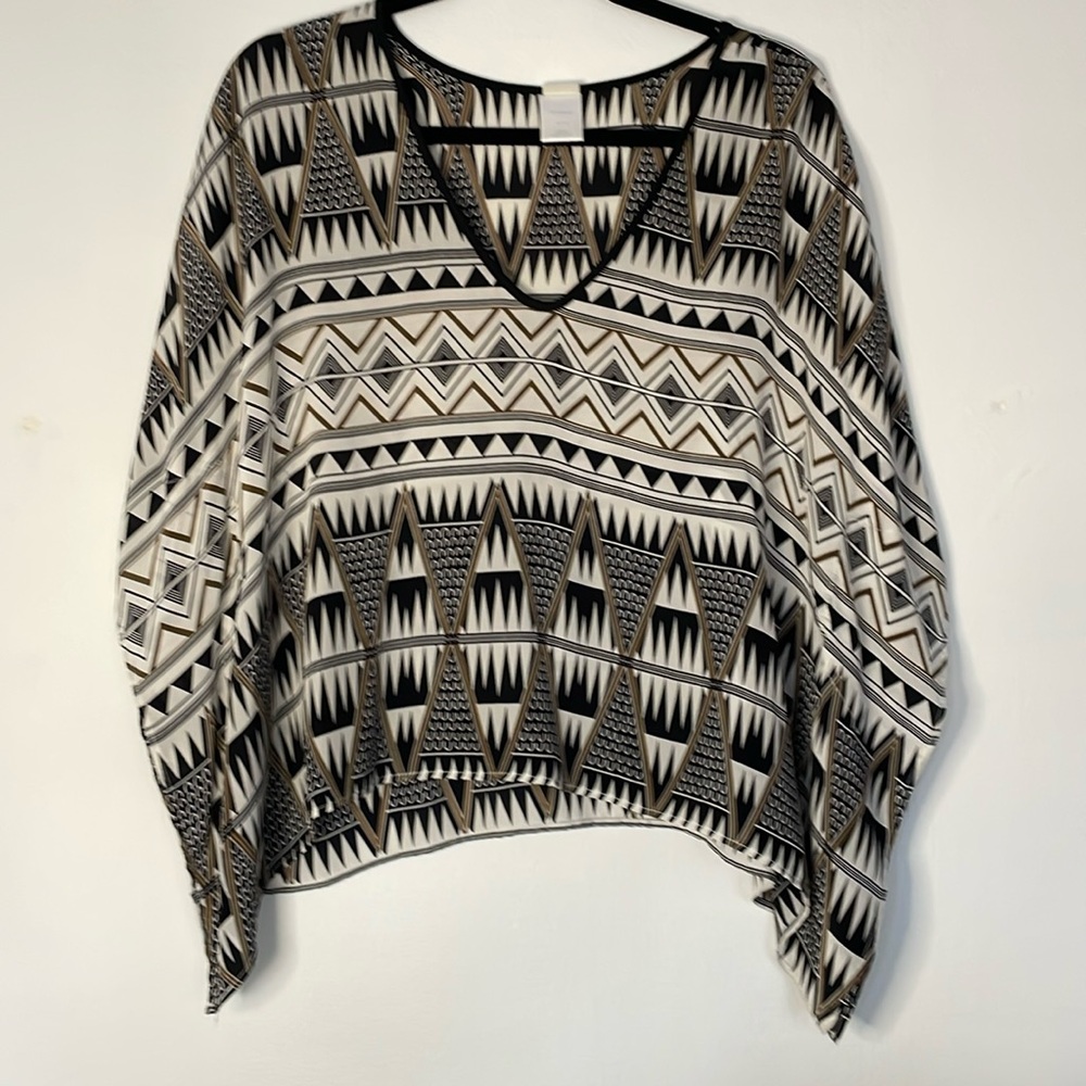 Laila & Savannah SILK Tribal Handkerchief  Tunic Blouse Top Muumuu S Beach